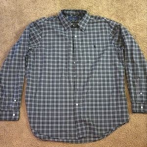 Polo Ralph Lauren Shirt Mens XL Tall Black Gray Plaid Long Sleeve Button Up